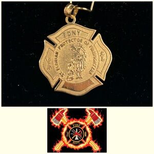 10K Yellow Gold Firefighter Maltese Cross Pendant